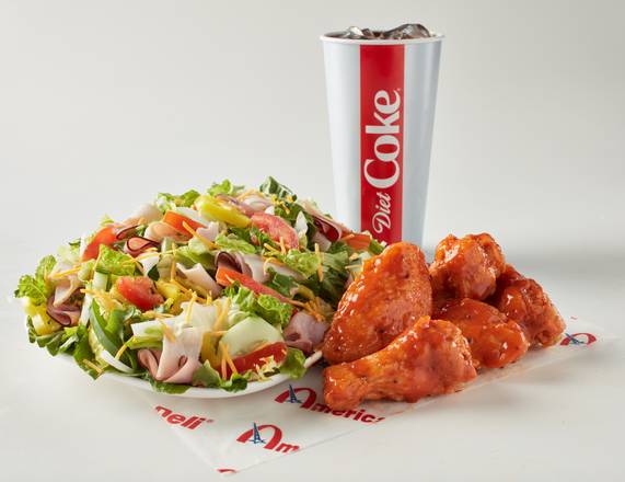 Order Salad Combo (5pcs wings and Drinks)  food online from American Deli store, Brunswick on bringmethat.com