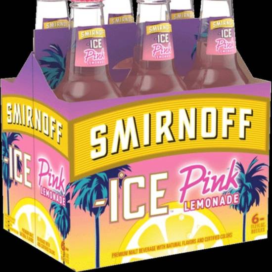 Order SMIRNOFF ICE PINK LEMONADE 6 pack BOTTLES  4.5%ABV food online from Princess Liquors store, Port Saint Lucie on bringmethat.com