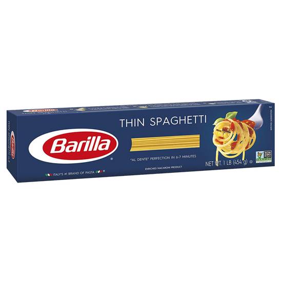 Order Barilla Thin Spaghetti 16oz food online from Everyday Needs by Gopuff store, Santa Rosa on bringmethat.com