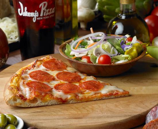 Order #2 - 1 Slice with 2 Regular Toppings & Small Garden Salad food online from Johnny's New York Style Pizza store, Sandy Springs on bringmethat.com