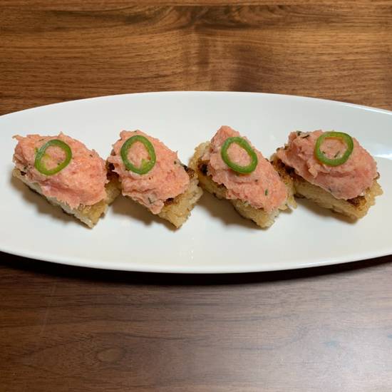 Order Crispy Rice with Spicy Tuna food online from Sushi Katsu-Ya store, Seattle on bringmethat.com