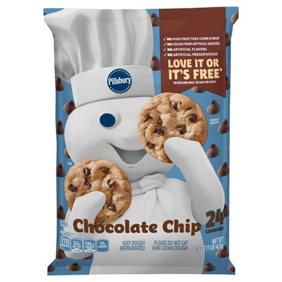 Order Pillsbury Ready to Bake Chocolate Chip Cookie Dough 24ct 16oz food online from Everyday Needs by Gopuff store, Tampa on bringmethat.com