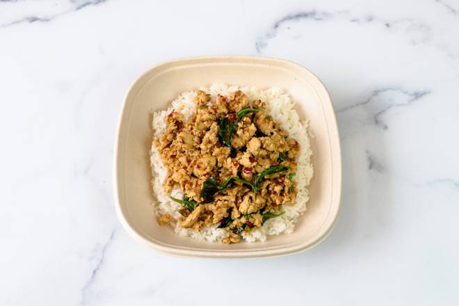 Order Grapow Rice Bowl food online from Thai Dish Restaurant store, Boston on bringmethat.com