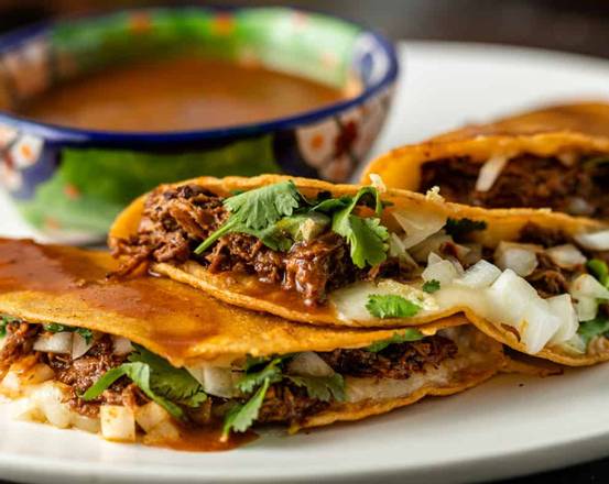Order 3 Birria Tacos with Consume food online from Tasti Tacos #1 store, Durham on bringmethat.com