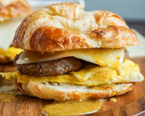 Order Sausage Eggs  Cheese & Hashbrown on Croissant  food online from Brooklyn Bagel Boys store, New York on bringmethat.com
