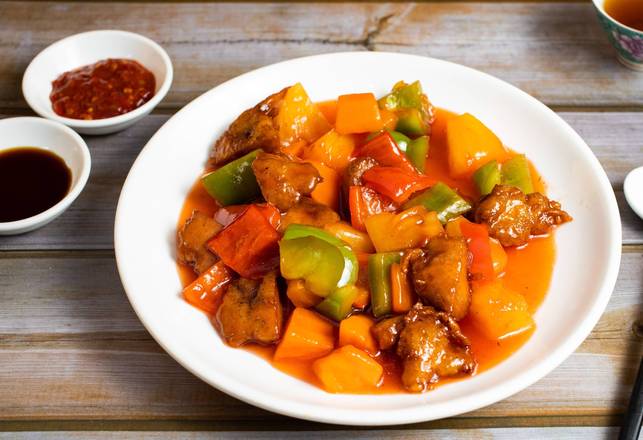 Order orange Vegan Chicken w/  food online from Enjoy Vegetarian Restaurant store, San Francisco on bringmethat.com