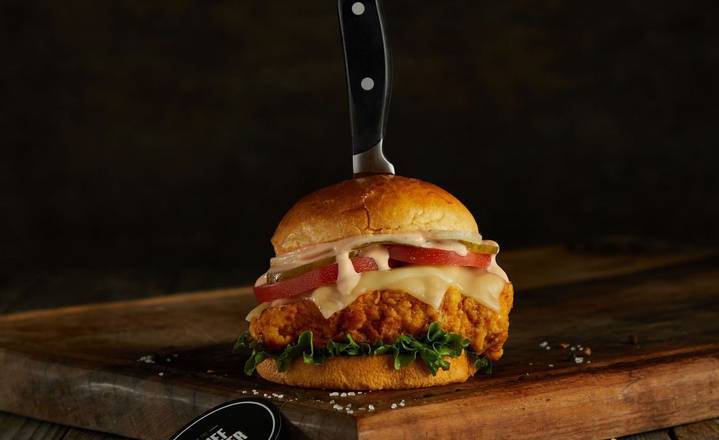 Order Spicy Crispy Chicken Burger + Cheese food online from Hey Burger store, Kendall on bringmethat.com