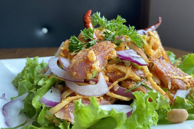 Order Crispy Rice Salad* (ยำข้าวทอด)  food online from Charm Thai Restaurant store, Silver Spring on bringmethat.com