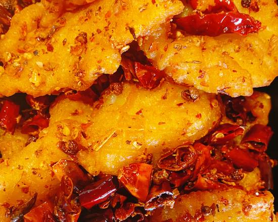 Order  Deep Fried Spicy Fish Filets-辣子魚片 food online from Spicy empire store, San Mateo on bringmethat.com