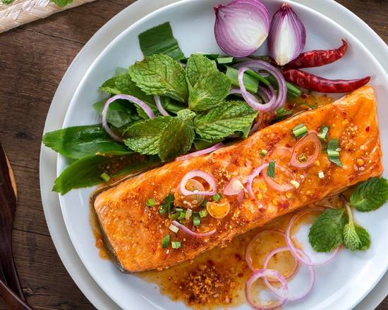Order Salmon Labb food online from Red basil thai kitchen store, Long Island City on bringmethat.com