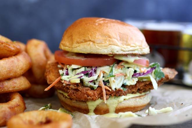 Order Fried Chicken Sandwich food online from Lazy Dog Restaurant & Bar store, Addison on bringmethat.com