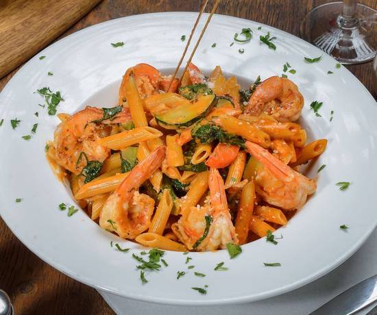 Order Penne Primavera & Shrimp Pasta food online from Mangiano Pizza Restaurant & Catering store, Hanover on bringmethat.com