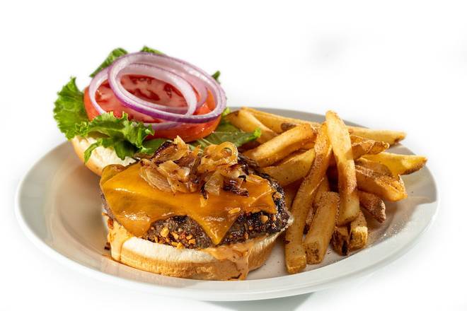 Order SMOKY MEMPHIS-STYLE BLENDED CHEESEBURGER† food online from Glory Days Grill store, Glen Burnie on bringmethat.com
