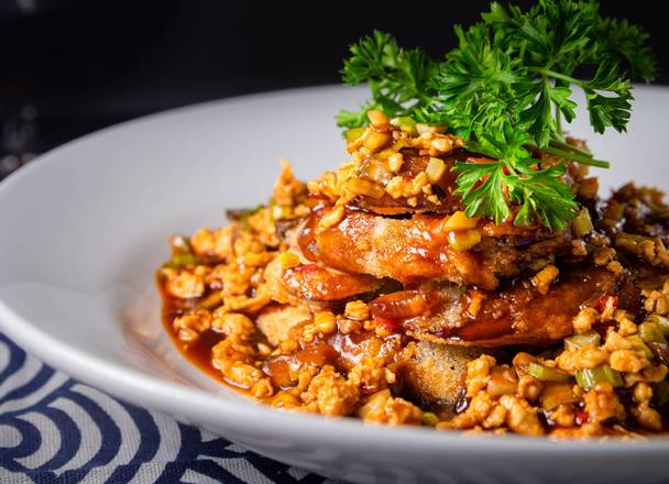 Order Crispy Eggplant with Minced Chicken food online from Qin Dynasty store, Houston on bringmethat.com