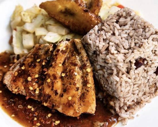 Order Jerk Salmon Bowl food online from Jamaican Kitchen store, Los Angeles on bringmethat.com