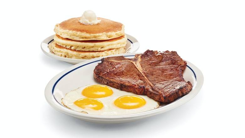 Order T-Bone Steak & Eggs food online from IHOP store, Williamstown on bringmethat.com