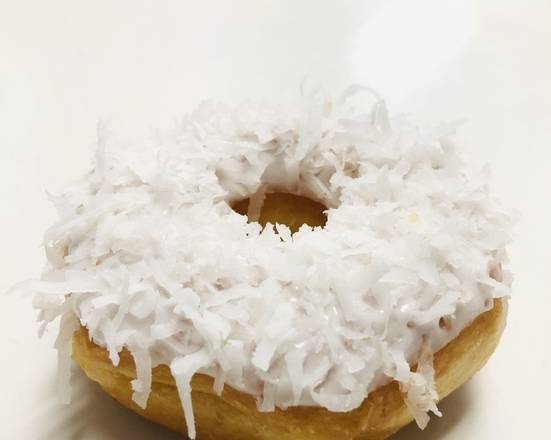 Order White Icing w/ Coconuts Donut food online from Donut Tacos Palace store, Austin on bringmethat.com