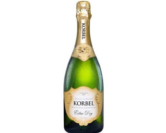 Order Korbel Extra Dry, 750mL champagne (12.0% ABV) food online from Woodbury Wine & Spirits store, ORLANDO on bringmethat.com