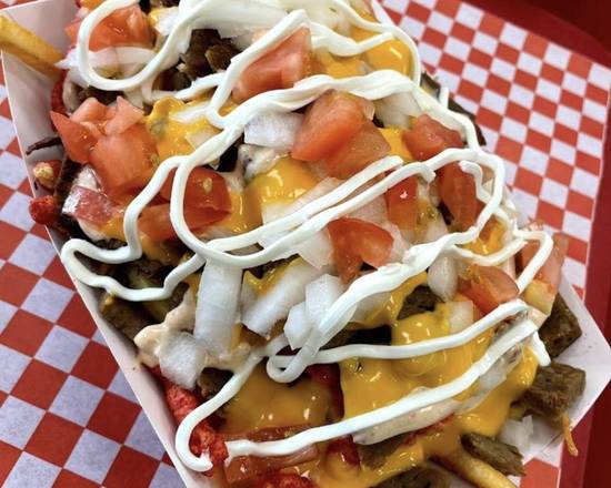 Order THE FLAMING CRAZY FRIES food online from The Flaming Burger store, Huntington Beach on bringmethat.com