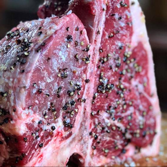 Order T-Bone Steak Prime Beef 43oz  "Florentine Style " food online from Pecorino store, Los Angeles on bringmethat.com