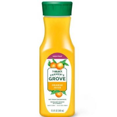 Order 7 Select Farmers Grove Orange Juice - Pulp 11.5oz food online from 7-Eleven store, South Daytona on bringmethat.com
