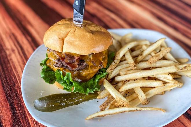 Order Half Pound All-Natural Bacon Cheeseburger food online from Kerbey Lane Cafe store, Austin on bringmethat.com
