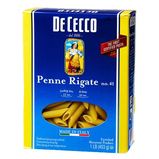 Order De Cecco Penne Rigate Pasta 1lb food online from Everyday Needs by Gopuff store, Melrose Park on bringmethat.com