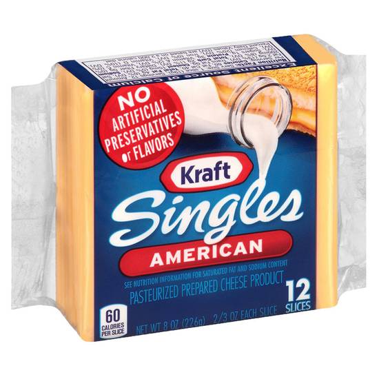 Order Kraft Singles American Cheese Slices 12ct 8oz food online from Everyday Needs by Gopuff store, Baton Rouge on bringmethat.com