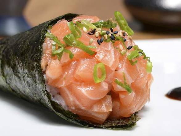 Order 54.Spicy Salmon Handroll food online from Fuji Revolving Sushi Bar store, Cypress on bringmethat.com