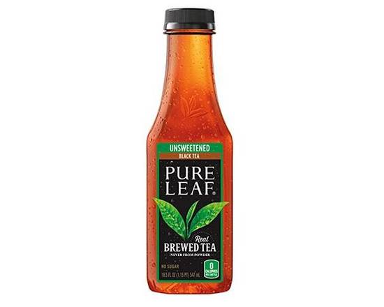 Order Pure Leaf Unsweetened Black Tea 18. 5 oz bottle food online from Glenrose Liquor & Mini Mart store, Glendale on bringmethat.com