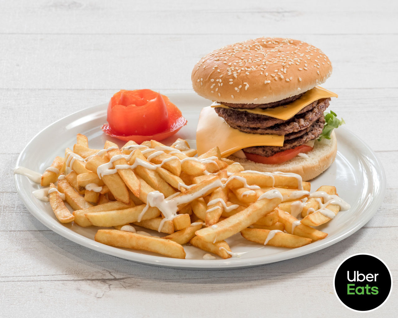 Menu burger triple cheese