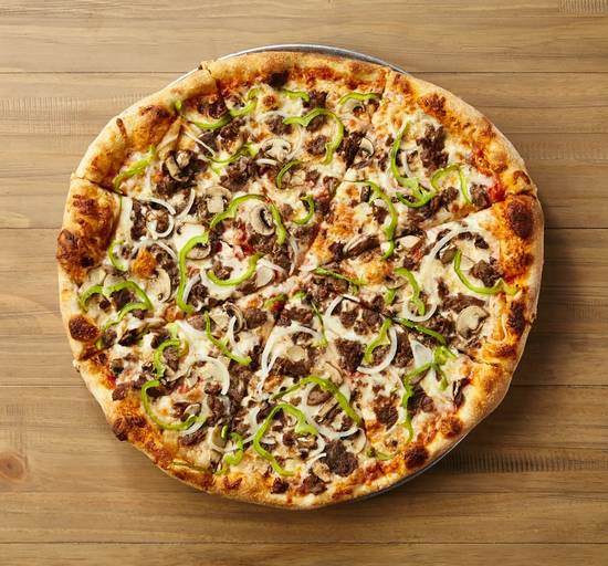 Order Steak and Cheese Pizza - Med 12" food online from Johnny's New York Style Pizza store, Sandy Springs on bringmethat.com