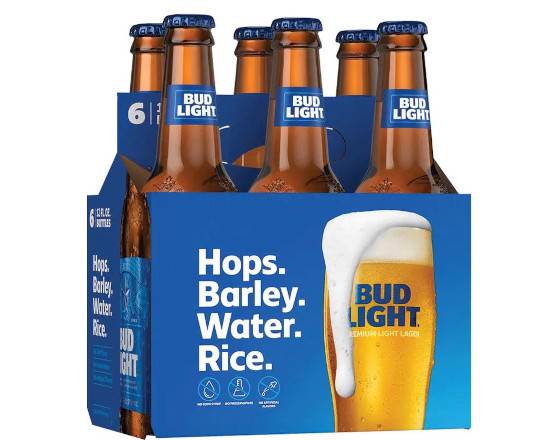 Order Bud Light, 6 pk-12 oz bottle beer (4.2% ABV) food online from Xtra Liquors & Wines store, WEST MIAMI on bringmethat.com
