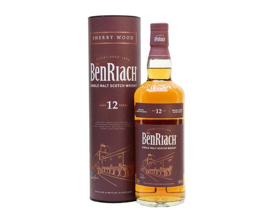 Order BenRiach - 12 Year Scotch Whiskey - Sherry Wood food online from Santa Monica Liquor store, Santa Monica on bringmethat.com