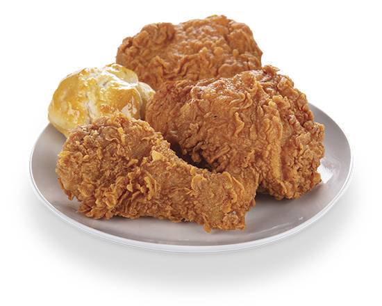 Order 3 Pieces Dark - Chicken and 1 Biscuit food online from Krispy Krunchy Chicken store, Doraville on bringmethat.com
