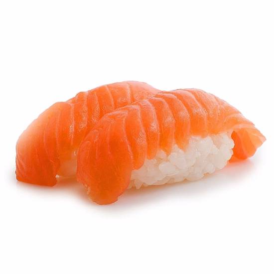Order Salmon Nigiri (2 pc) food online from blu on the Avenue store, Winter Park on bringmethat.com