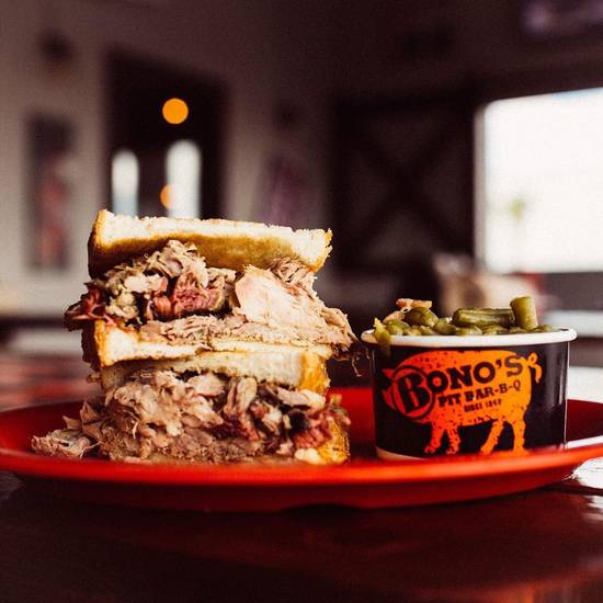 Order Pulled Pork Sandwich with One Side food online from Bonos Pit Bar-B-Q & Catering store, Jacksonville on bringmethat.com