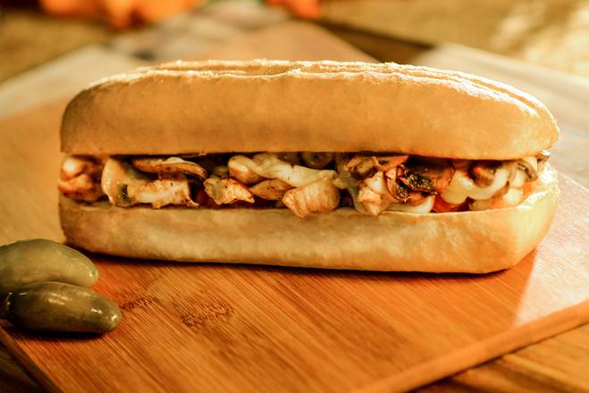 Order Spicy Chicken Works Sandwich food online from Hot Wings Cafe store, Glendale on bringmethat.com