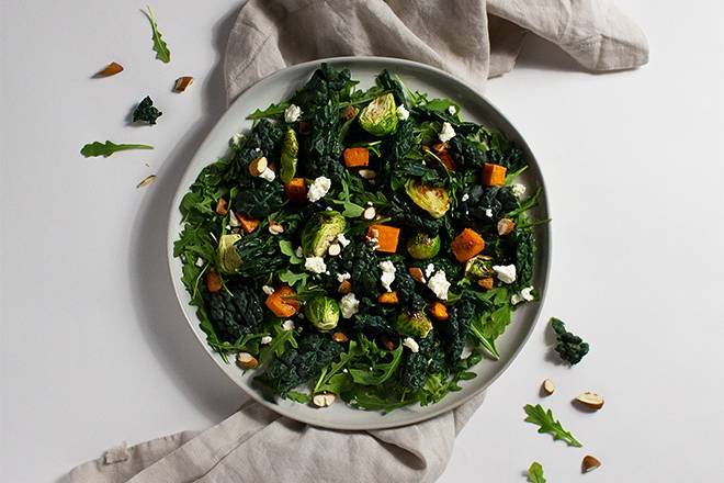 Order Brussel Sprout Sweet Potato Salad food online from Salads Here store, Emeryville on bringmethat.com