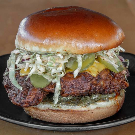 Order Hot Chick Chicken Sandwich food online from Cross Street Chicken And Beer store, Carlsbad on bringmethat.com