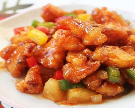 Order Sweet and Sour Pork 甜酸肉 food online from Jin Ding Restaurant store, Bryn Mawr on bringmethat.com