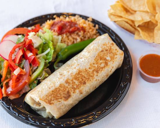 Order Veggie Burrito Plate food online from Tacos Plus store, Los Angeles on bringmethat.com