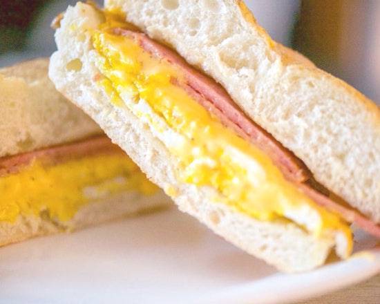 Order Ham Eggs  Cheese & Hashbrwn on roll  food online from Brooklyn Bagel Boys store, New York on bringmethat.com