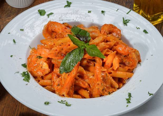Order Penne Alla Vodka & Shrimp Pasta food online from Mangiano Pizza Restaurant & Catering store, Hanover on bringmethat.com