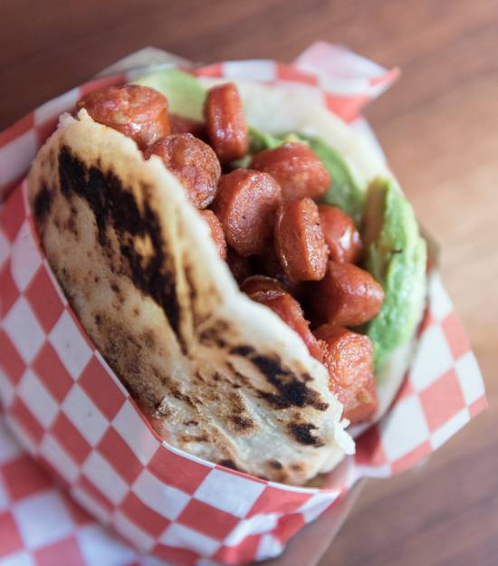 Order Chistorra & Avocado Arepa food online from La Latina store, Miami on bringmethat.com