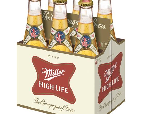 Order Miller High Life, 6pk-12oz bottle glass beer (4.60% ABV) food online from Fresko Market store, Miami on bringmethat.com