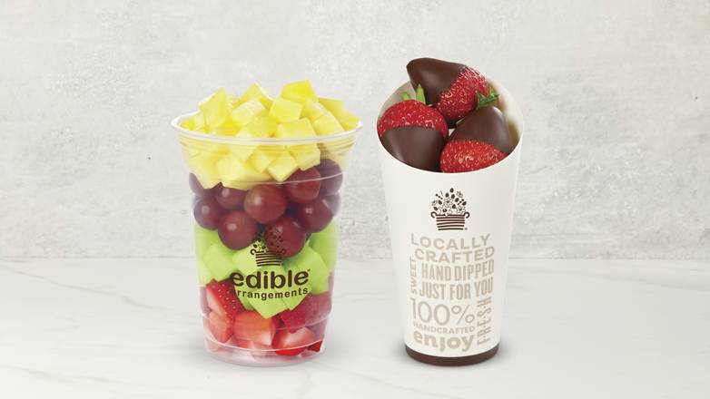 Order Fresh Fruit Salad & Chocolate Dipped Strawberries Cone food online from Edible Arrangements store, Lynn on bringmethat.com