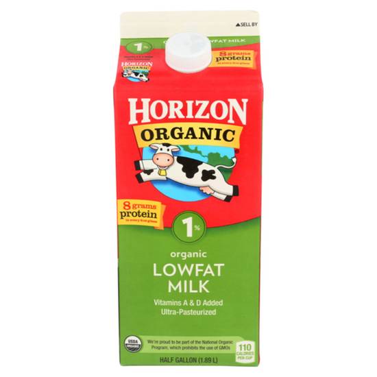 Order Horizon Organic 1% Reduced Fat Milk 1/2 Gallon food online from Everyday Needs by Gopuff store, Tampa on bringmethat.com