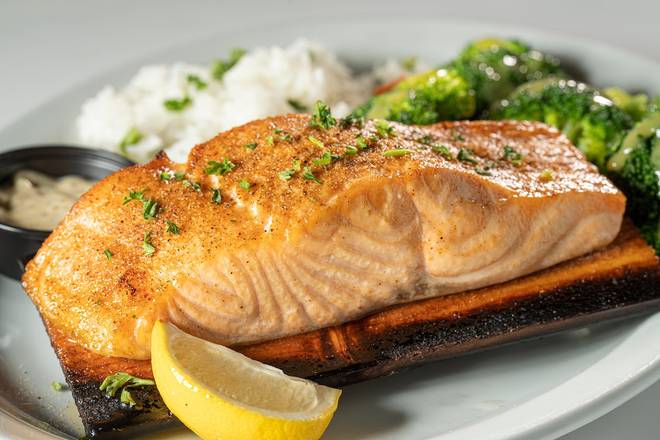 Order CEDAR PLANK SALMON† food online from Glory Days Grill store, Glen Burnie on bringmethat.com