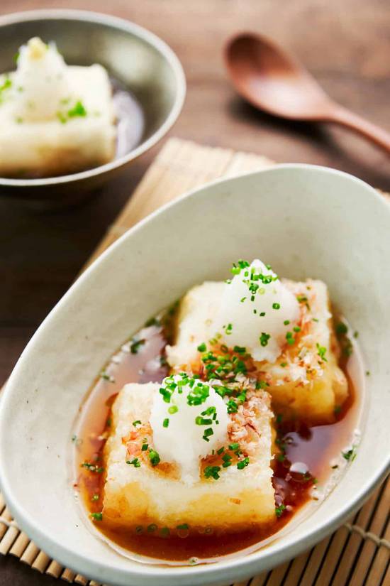 Order A01.Agedashi Tofu (3Pcs) food online from Fuji Revolving Sushi Bar store, Cypress on bringmethat.com
